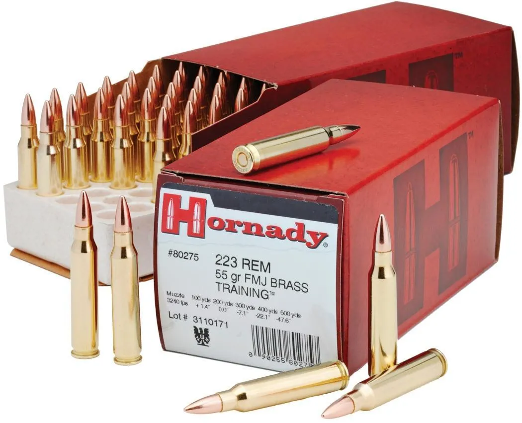 Custom Full Metal Jacket Boat Tail 55 gr 223 Remington Rifle Ammo - 50 Round Box
