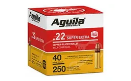 Super Extra High Velocity Copper Plated Solid Point 22 Long Rifle Rimfire Ammo - 250 Round Box