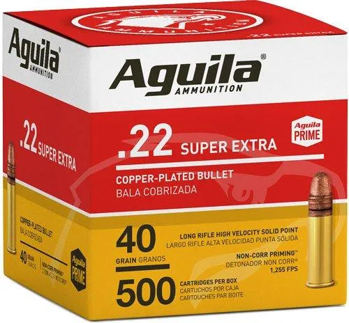 Super Extra High Velocity Copper Plated Solid Point 22 Long Rifle Rimfire Ammo - 500 Round Box