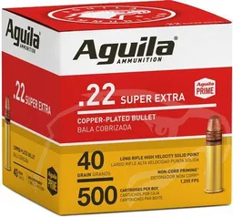 Super Extra High Velocity Copper Plated Solid Point 22 Long Rifle Rimfire Ammo - 500 Round Box