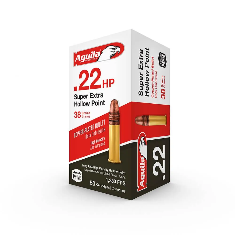Super Extra Copper Plated Hollow Point 38 gr 22 Long Rifle Rimfire Ammo - 50 Round Box