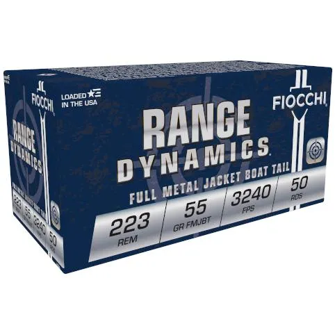 Range Dynamics Full Metal Jacket Boat Tail 55 gr 223 Remington Rifle Ammo - 50 Round Box