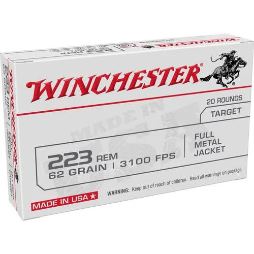 USA Lake City Full Metal Jacket 223 Remington Rifle Ammo - 20 Round Box