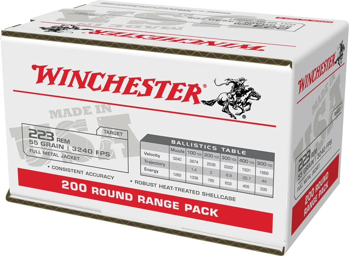 USA Lake City Full Metal Jacket 55 gr 223 Remington Rifle Ammo - 200 Round Box