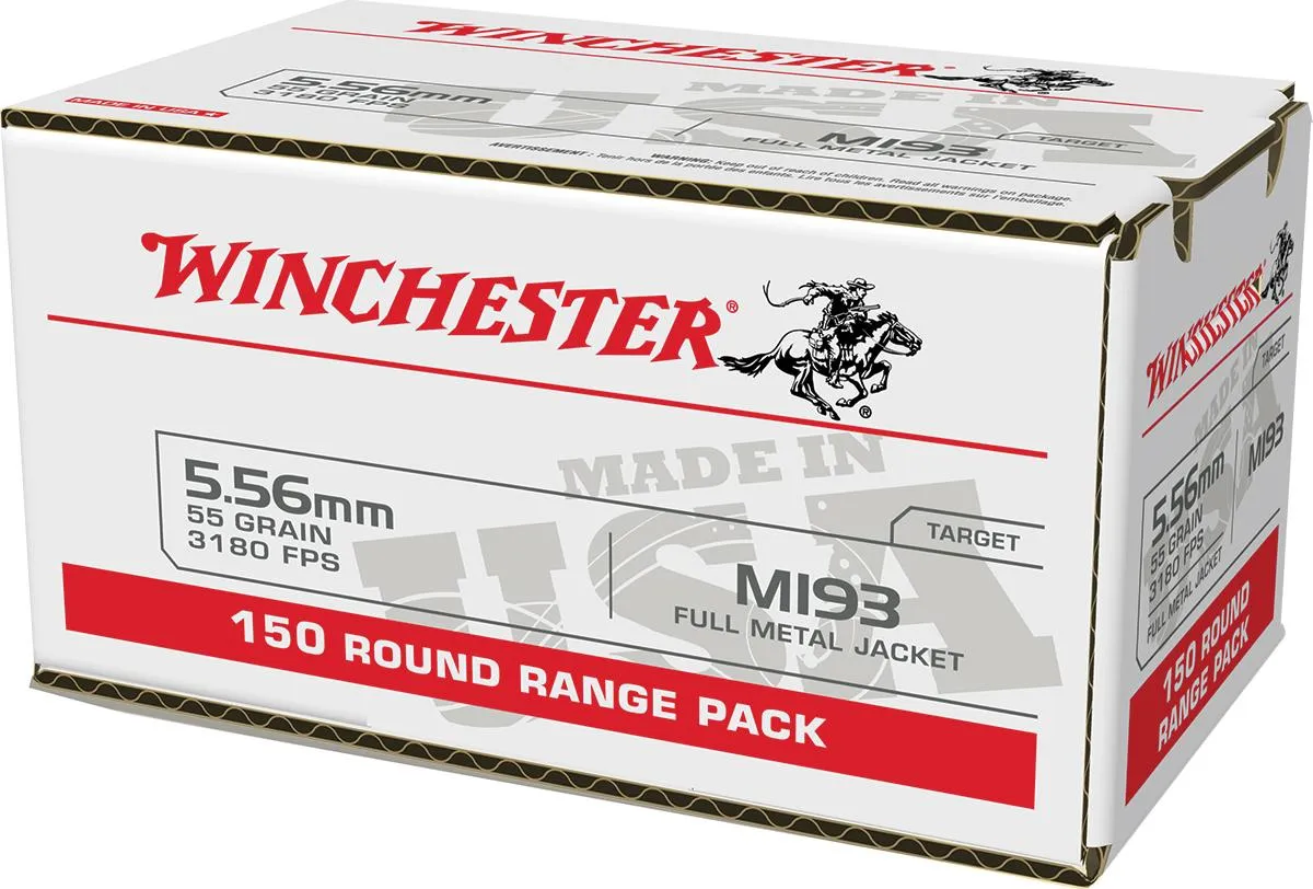 USA M193 Full Metal Jacket 55 gr 5.56 NATO Rifle Ammo - 150 Round