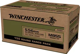 USA M855 Green Tip Full Metal Jacket 62 gr 5.56 NATO Rifle Ammo - 150 Rounds