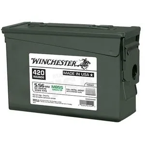 USA M855 Green Tip Full Metal Jacket 62 gr 5.56 NATO Rifle Ammo - 420 Rounds