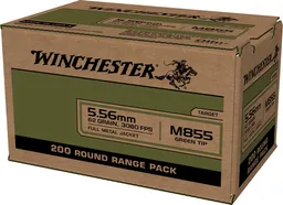 USA M855 Green Tip Full Metal Jacket 62 gr 5.56 NATO Rifle Ammo - 200 Rounds