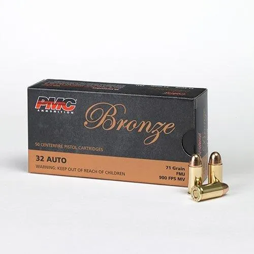 Bronze Full Metal Jacket 71 gr 32 ACP Handgun Ammo - 50 Round Box