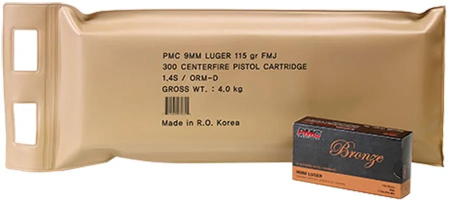 Bronze Full Metal Jacket 115 gr 9mm Handgun Ammo - 300 Round Case
