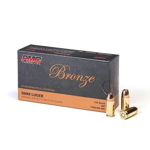Bronze Hollow Point 115 gr 9mm Handgun Ammo - 50 Round Box