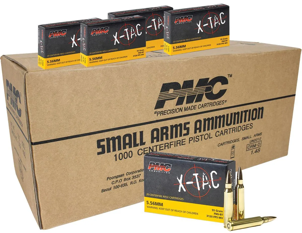 X-Tac Full Metal Jacket Boat Tail 55 gr 5.56 NATO Rifle Ammo - 1000 Round