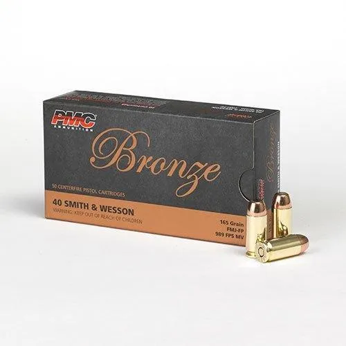 Bronze Full Metal Jacket 165 gr 40 S&W Handgun Ammo - 50 Round Box
