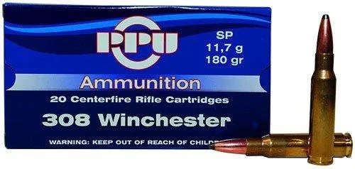 Standard Soft Point 180 gr 308 Winchester Rifle Ammo - 20 Round Box