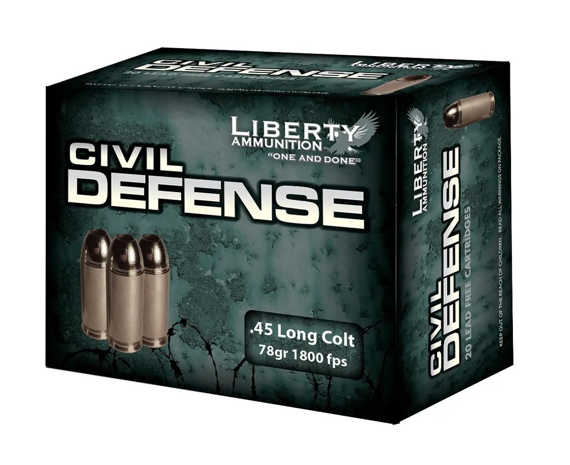 Civil Defense Hollow Point 45 Colt Handgun Ammo - 20 Round Box