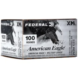 American Eagle Full Metal Jacket Boat Tail 55 gr 223 Remington Rifle Ammo - 100 Round Box