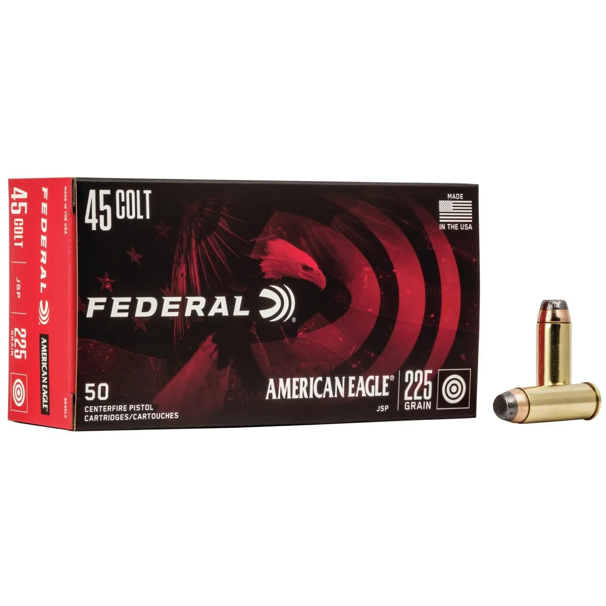 American Eagle Jacketed Soft Point 225 gr 45 Colt Handgun Ammo - 50 Round Box