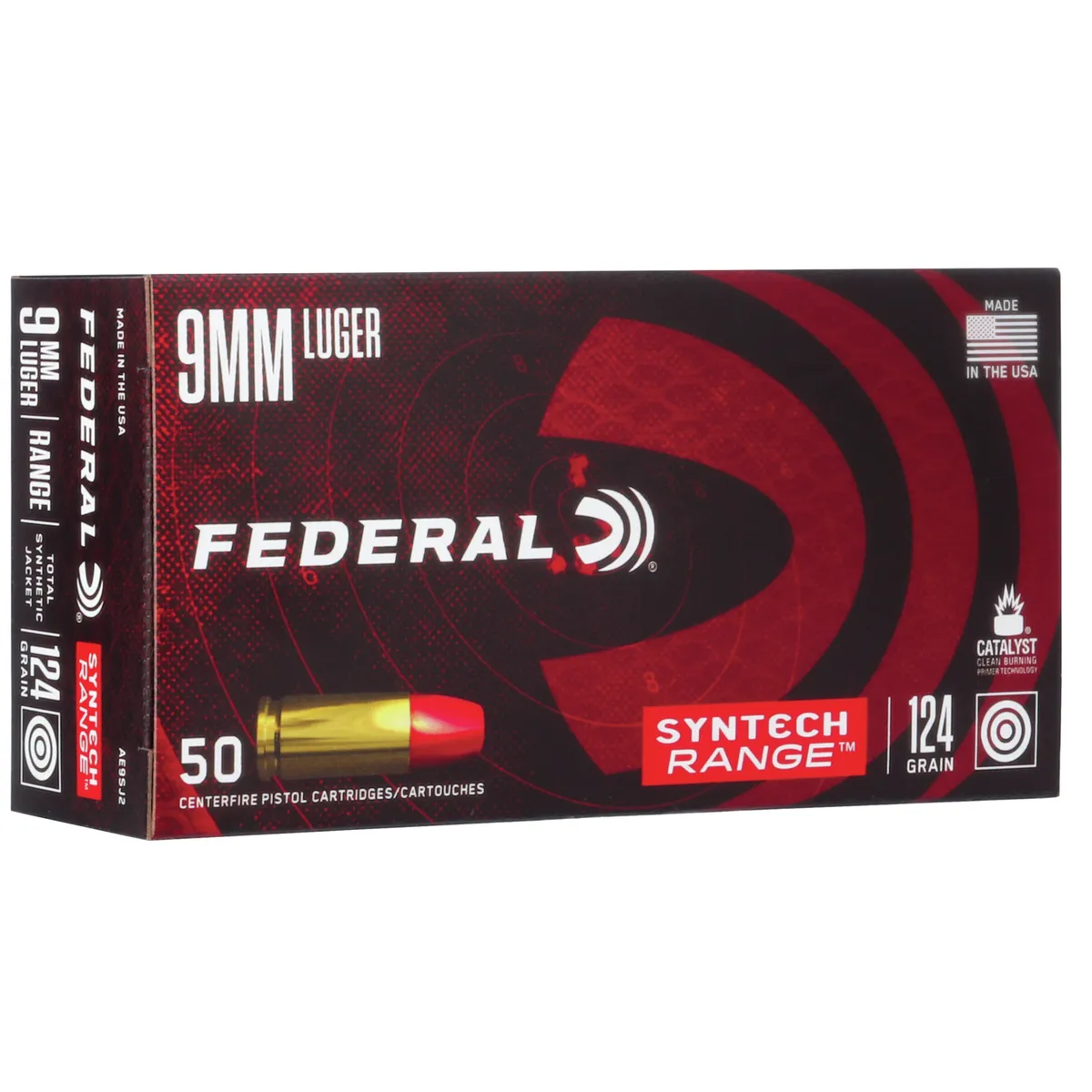 American Eagle Syntech Range Round Nose 124 gr 9mm Handgun Ammo - 50 Round Box