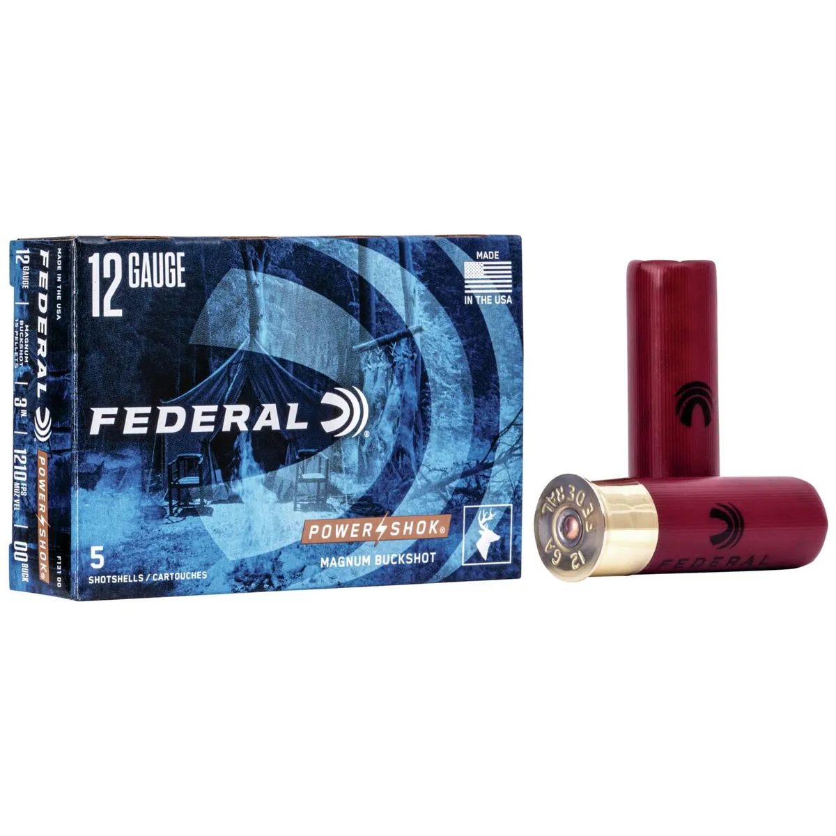 Power-Shok  00 Buckshot 15 Pellet 12 Gauge Shotgun Ammo - 5 Round Box