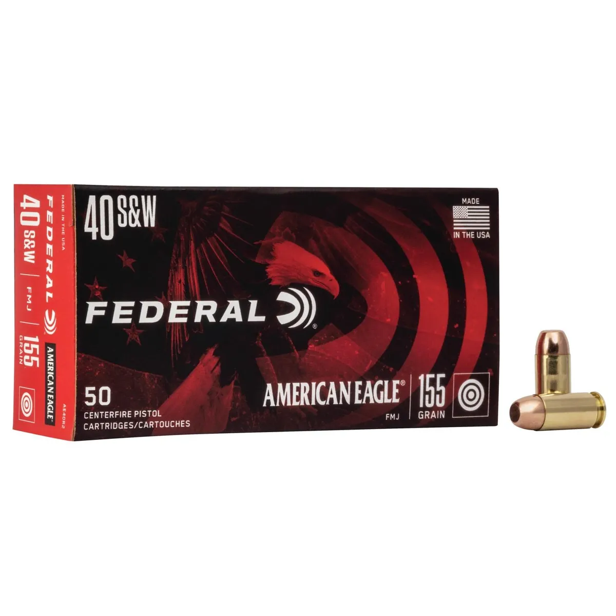 American Eagle Full Metal Jacket 155 gr 40 S&W Handgun Ammo - 50 Round Box