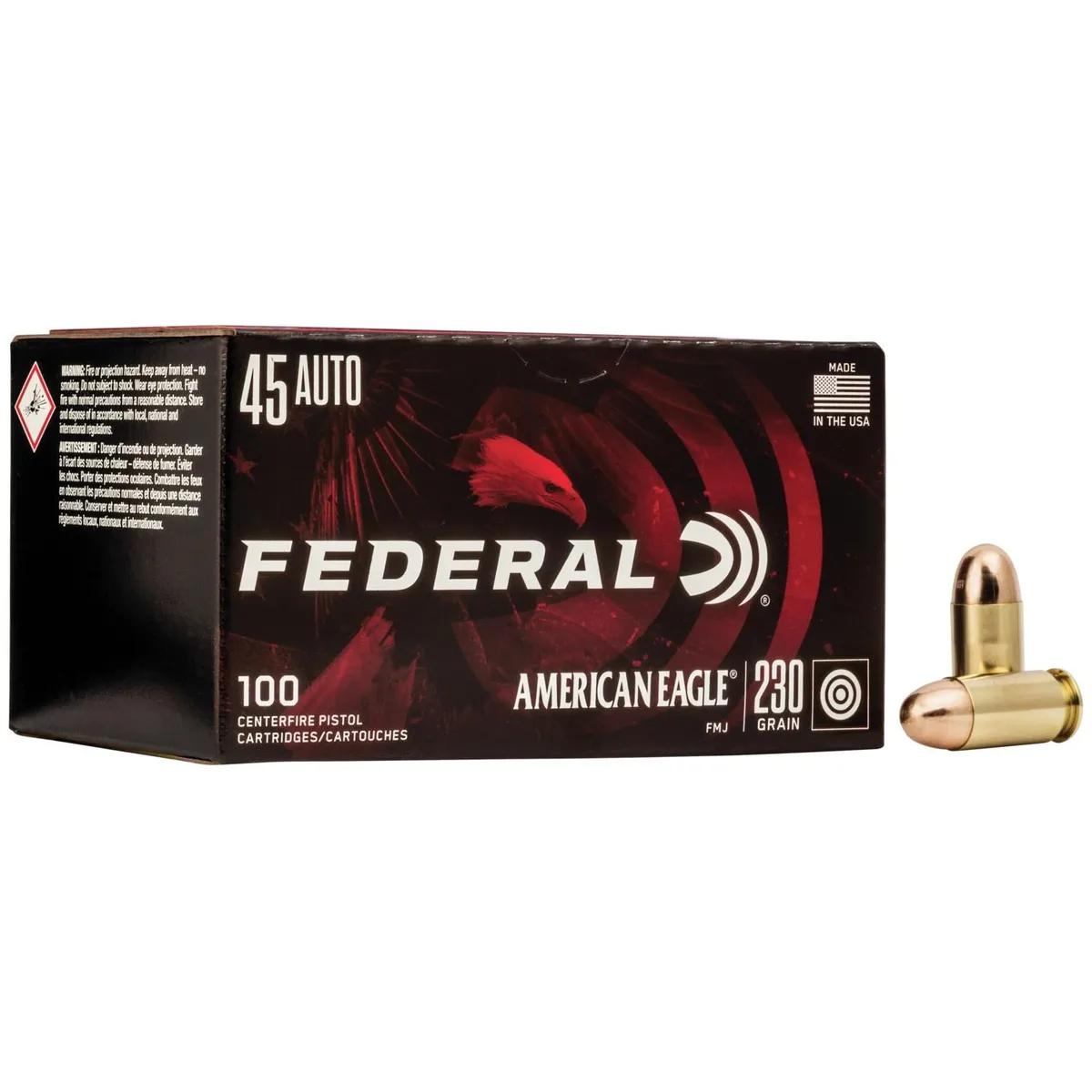 American Eagle Full Metal Jacket 230 gr 45 ACP Handgun Ammo - 100 Round Box