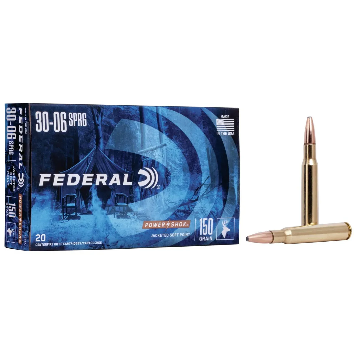 Power-Shok  Jacketed Soft Point 150 gr 06 Springfield Rifle Ammo - 20 Round Box