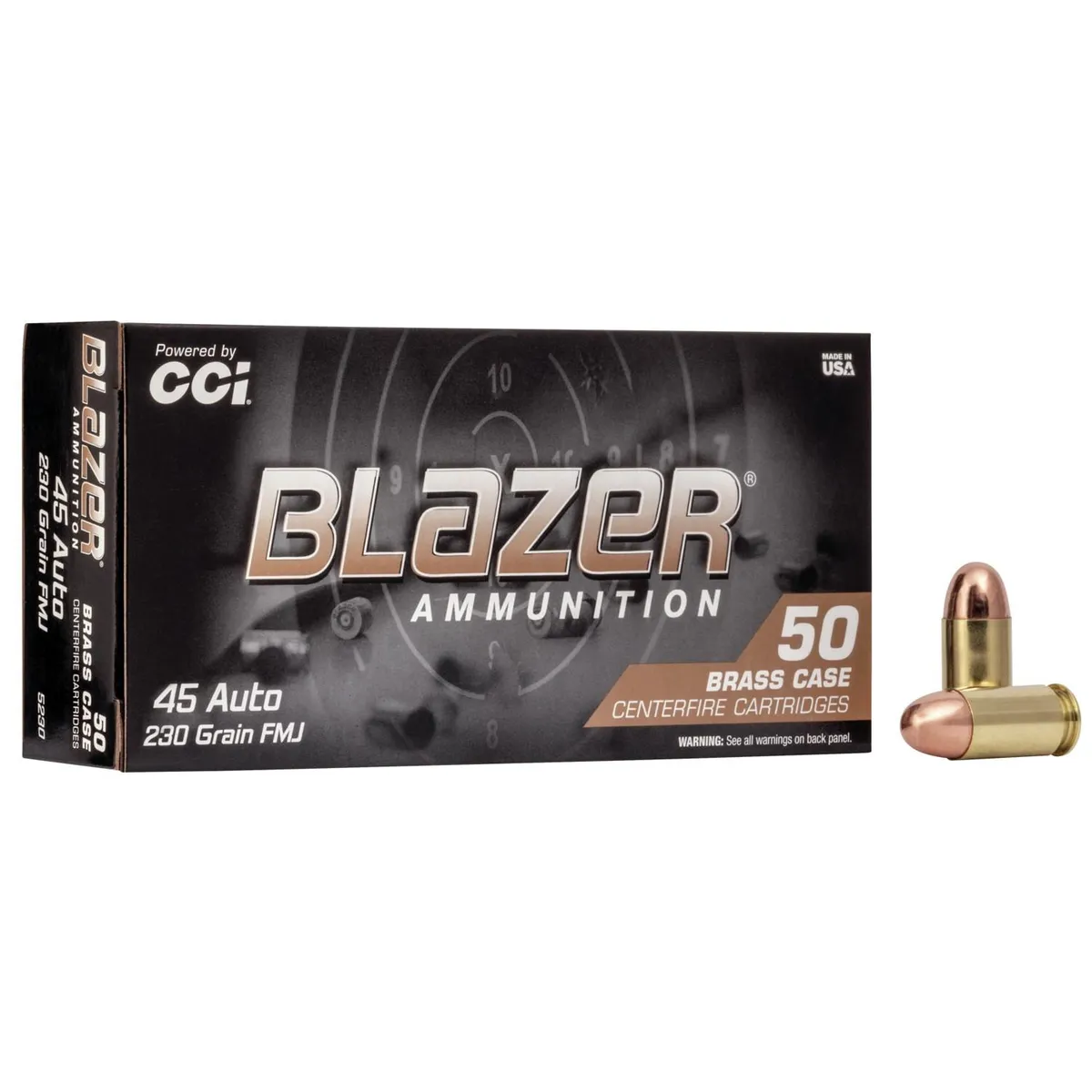 Blazer Brass Full Metal Jacket 230 gr 45 ACP Handgun Ammo - 50 Round Box