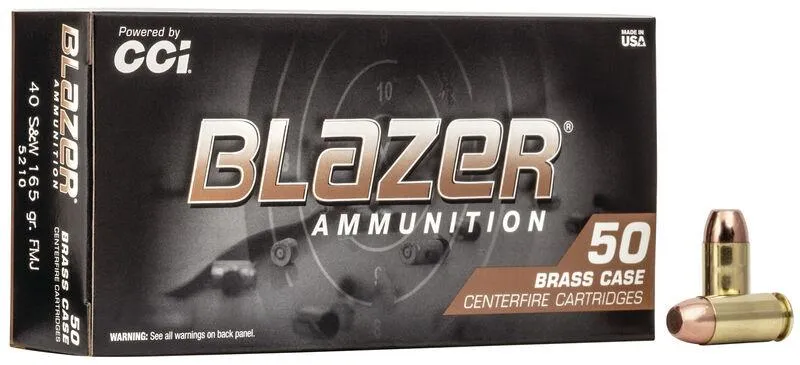 Blazer Brass Full Metal Jacket 165 gr 40 S&W Handgun Ammo - 50 Round Box
