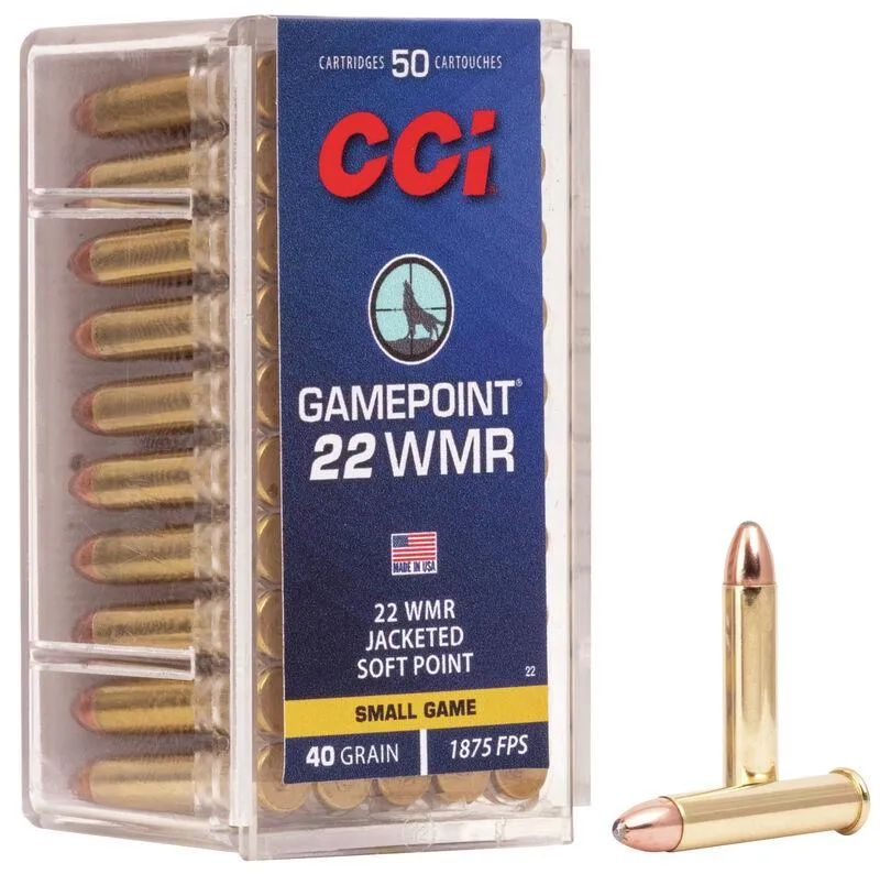 GamePoint Jacketed Soft Point 22 WMR Rimfire Ammo - 50 Round Box