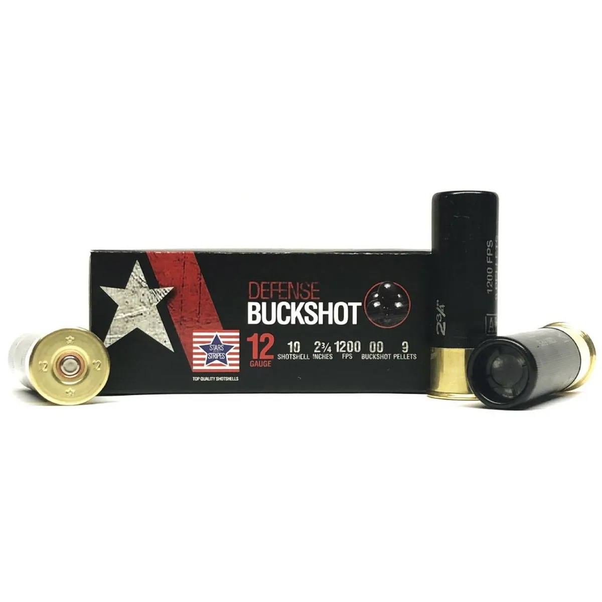 Stars & Stripes Defense 00 Buckshot 12 Gauge Shotgun Ammo - 10 Round Box