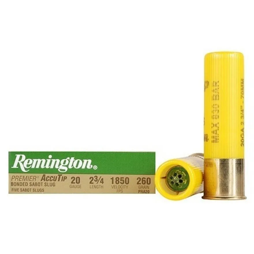Premier AccuTip Sabot Slug 1850 fps 20 Gauge Shotgun Ammo - 5 Round Box