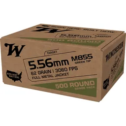 USA M855 Green Tip Full Metal Jacket 62 gr 5.56 NATO Rifle Ammo - 500 Round