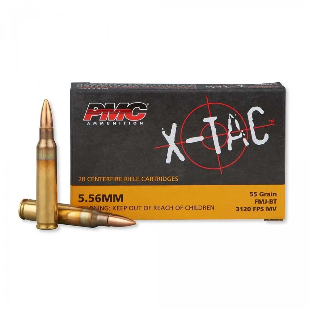 X-Tac Full Metal Jacket Boat Tail 55 gr 5.56 NATO Rifle Ammo - 20 Rounds