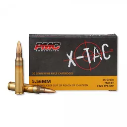 X-Tac Full Metal Jacket Boat Tail 55 gr 5.56 NATO Rifle Ammo - 20 Rounds