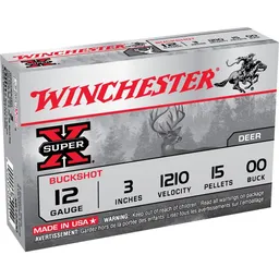 Super X 00 Buckshot 3" 12 Gauge Shotgun Ammo - 5 Round Box