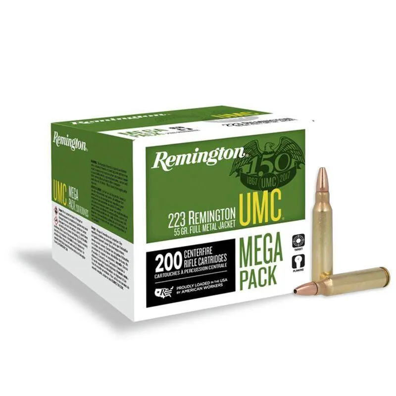 UMC Full Metal Jacket 55 gr 223 Remington Rifle Ammo - 200 Rounds