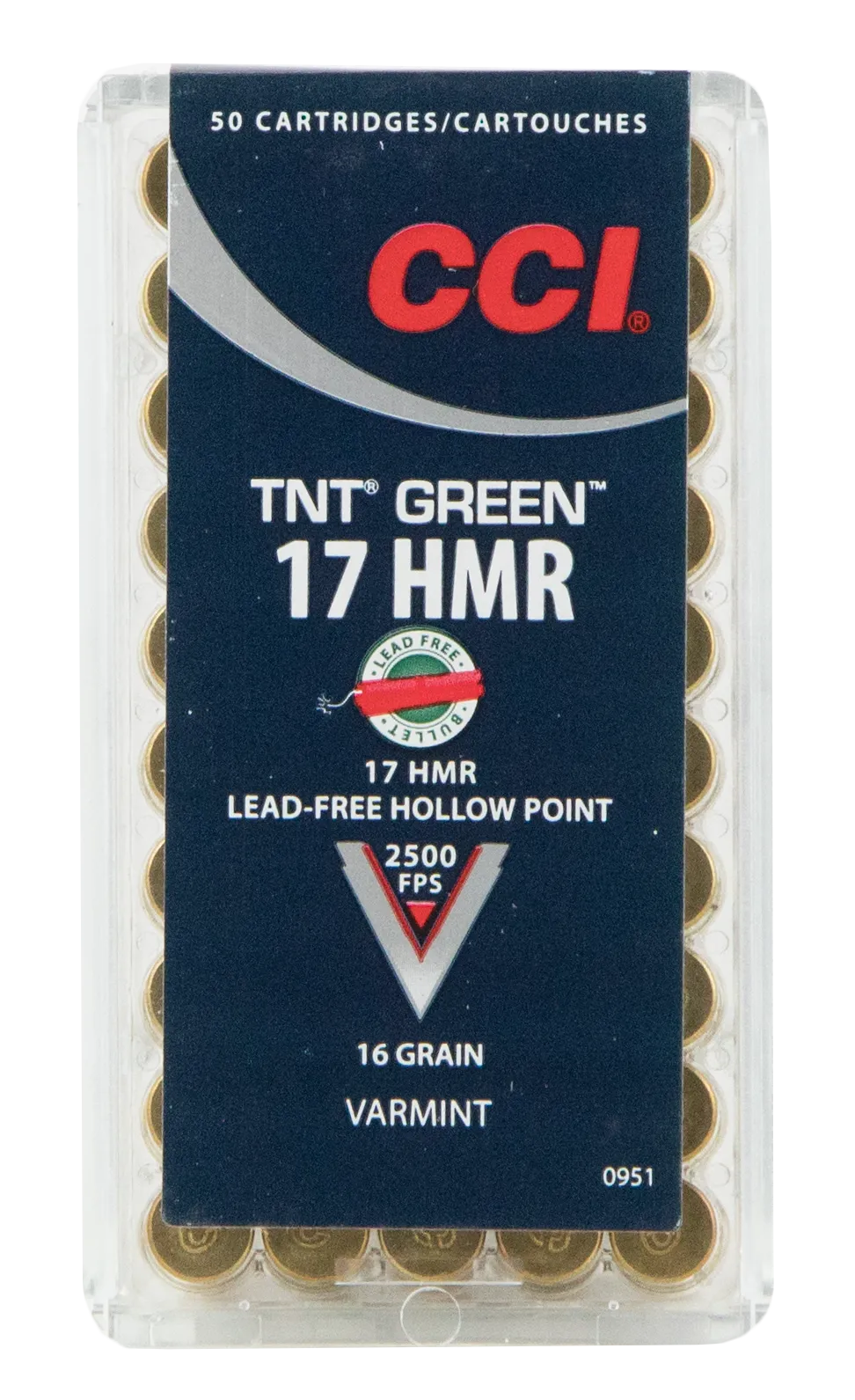 Varmint Speer TNT Green Hollow Point 16 gr 17 HMR Rimfire Ammo - 50 Round Box