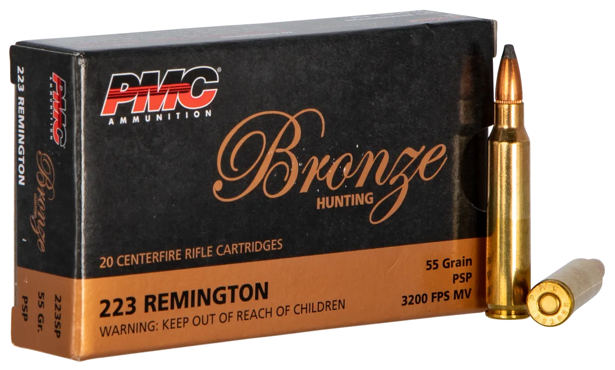 Bronze Pointed Soft Point 55 gr 223 Remington Rifle Ammo - 20 Round Box