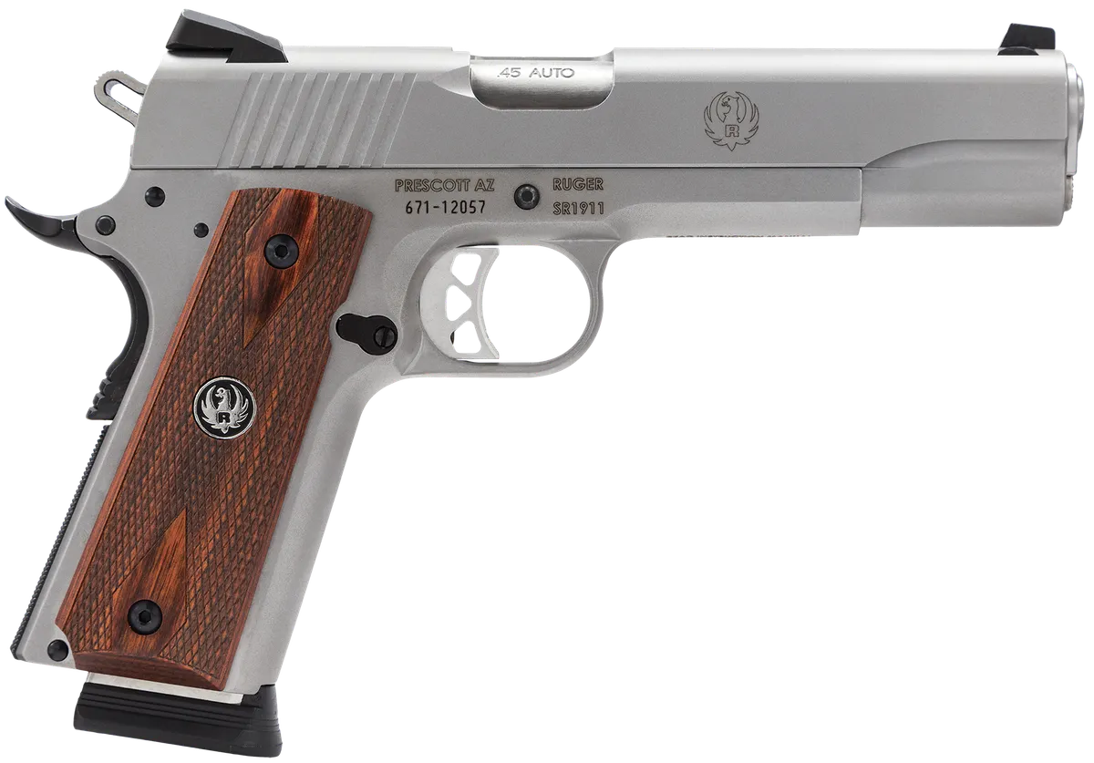 SR1911 5" 7 Round 45 ACP Pistol - Stainless/Hardwood