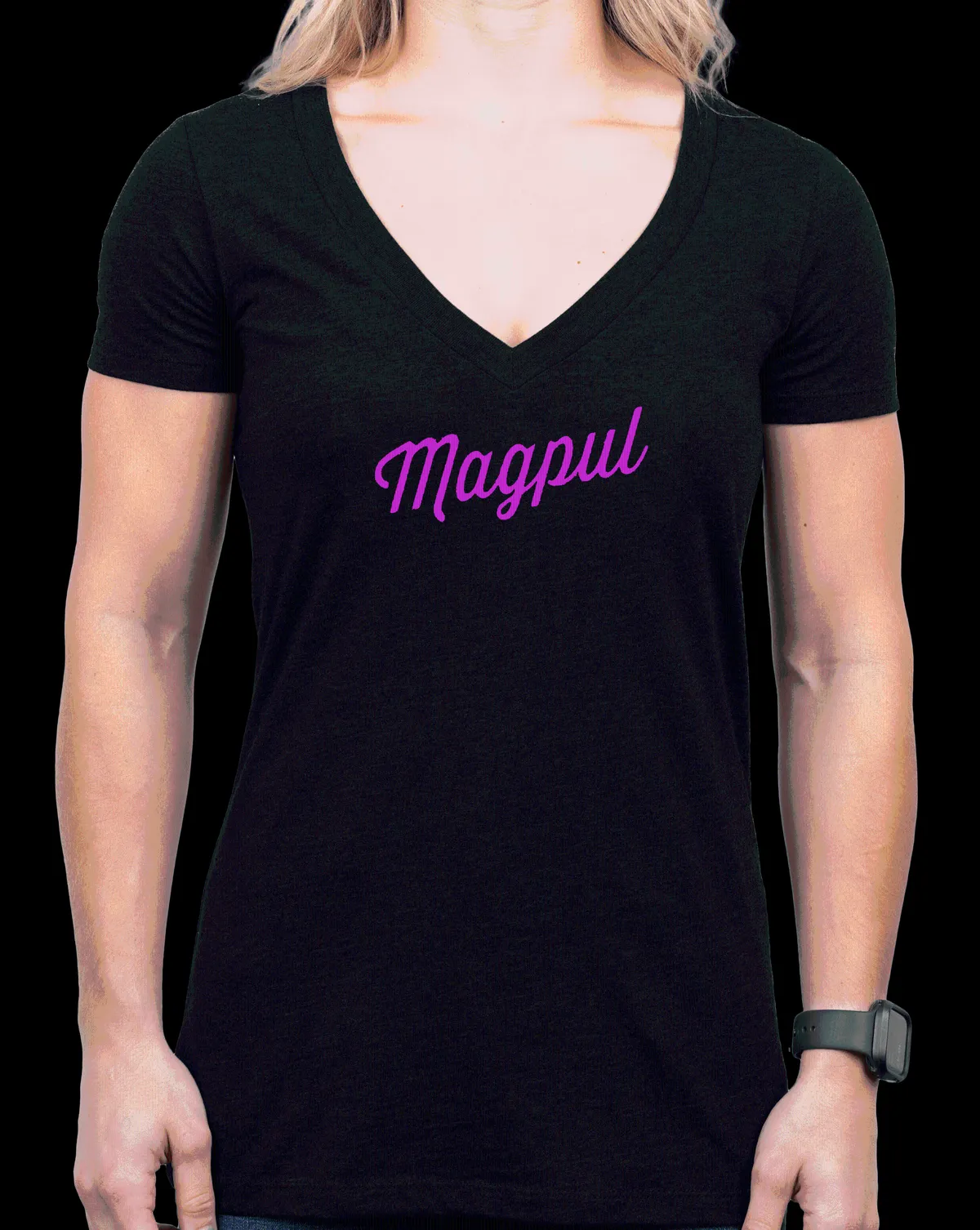 Women's Rover Script Cotton/Polyester Short-Sleeved T-Shirt - Black
