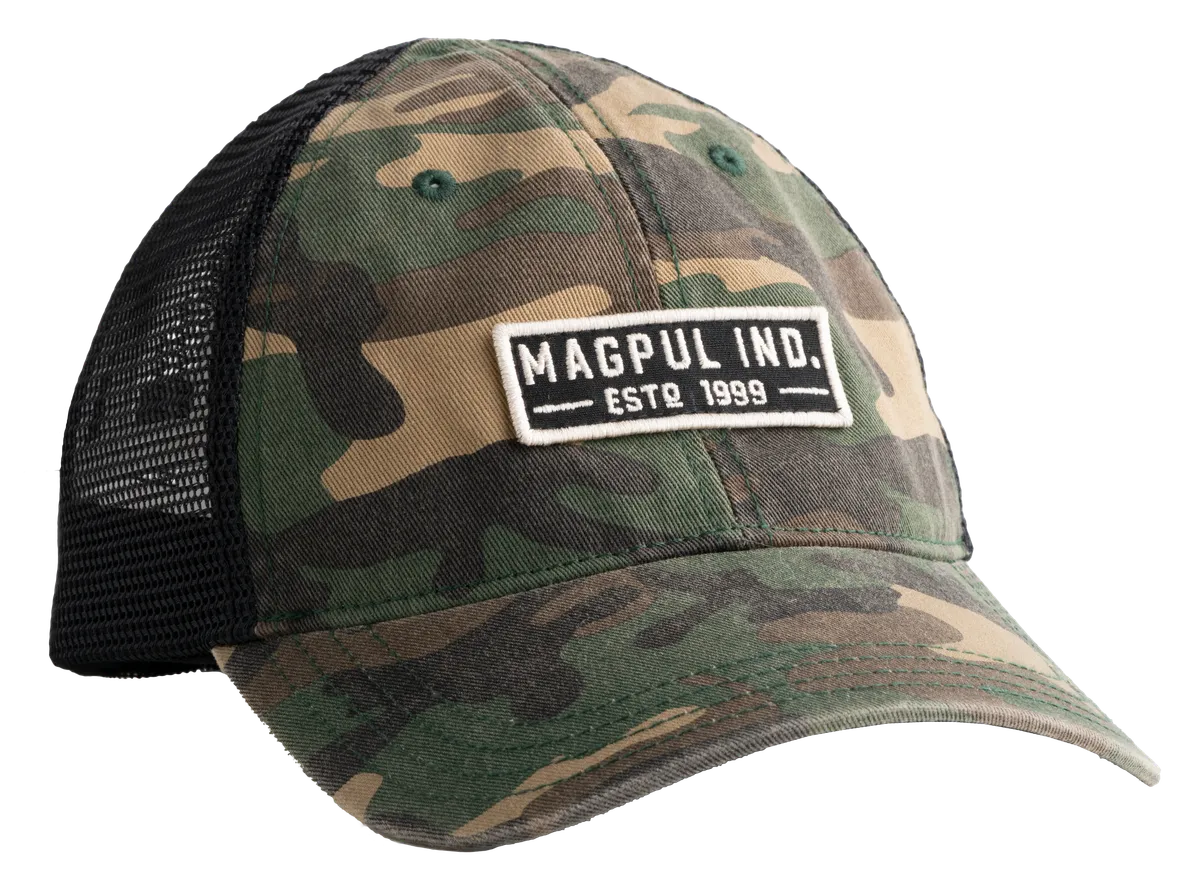 Woodland Camo - Established Garment Embroidered Patch Adjustable Snapback Trucker Hat