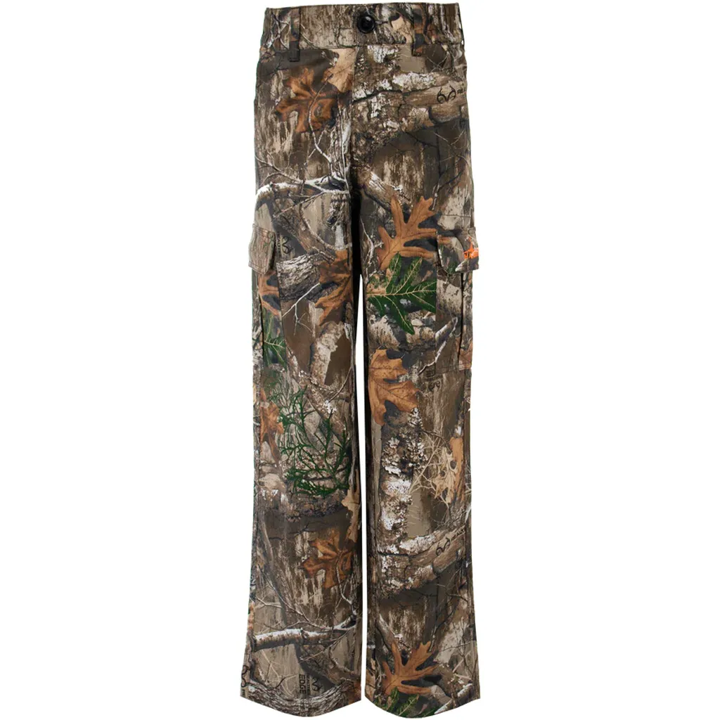 Youth Bear Cave 6 Pocket Pants - RealTree Edge