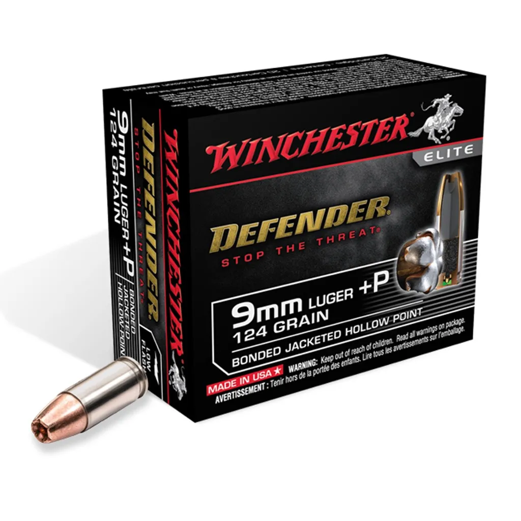 Defender Bonded Jacket Hollow Point 147 gr 9mm+P Handgun Ammo - 20 Round Box Title * The title of the product
