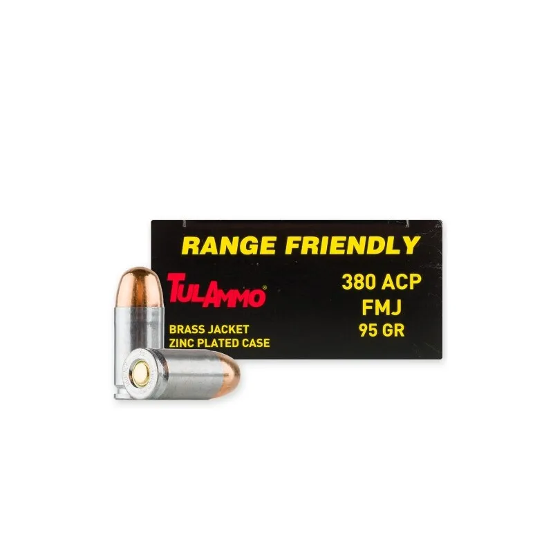 Steel Case Full Metal Jacket 91 gr 380 ACP Handgun Ammo - 50 Round Box