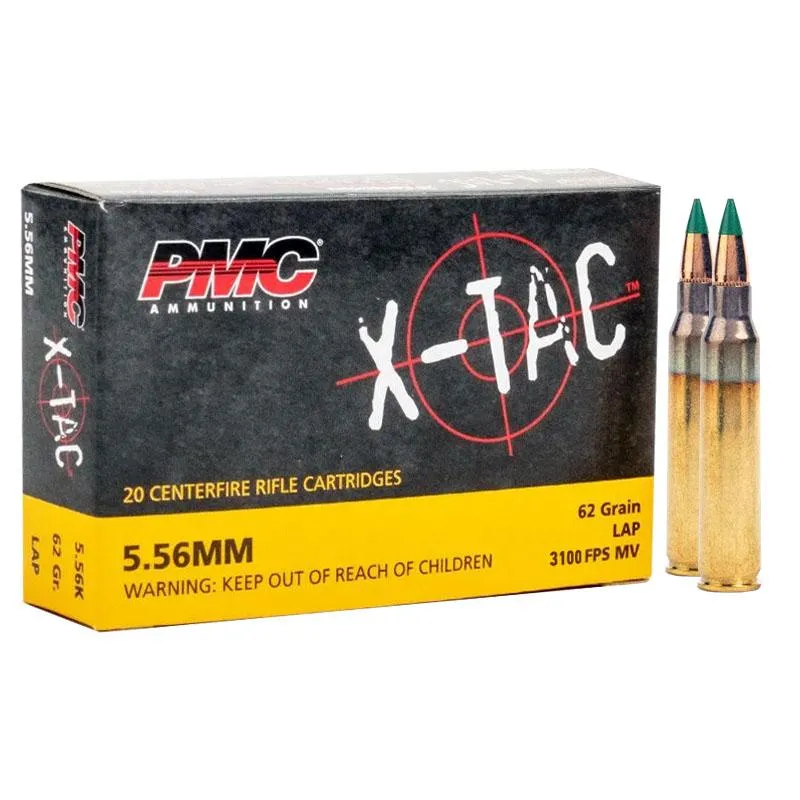 X-Tac Green Tip 62 gr 5.56 NATO Rifle Ammo - 20 Round Box