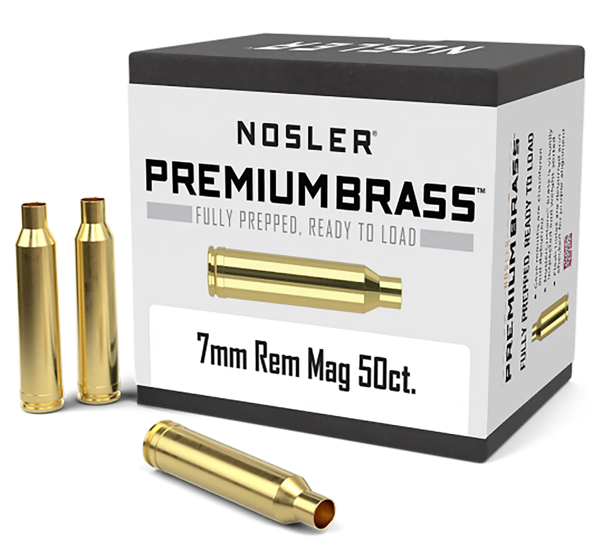 Premium Brass 7mm Remington Magnum Unprimed Rifle Cases - 50 Round Box