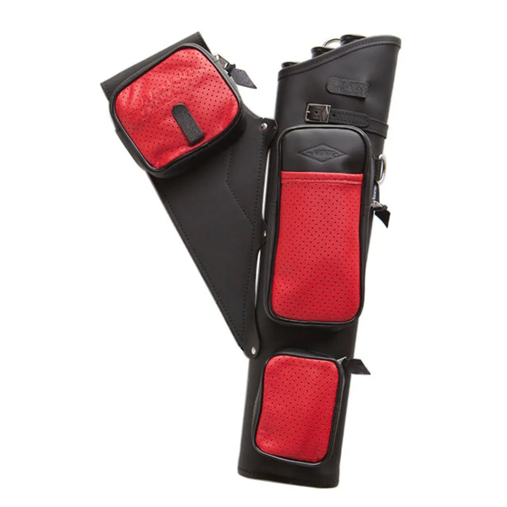 Red - NT-2300 4 Arrow RH Leather Target Quiver