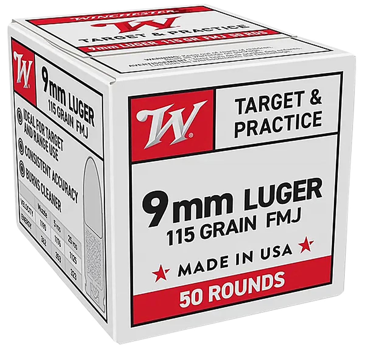 Target & Practice Full Metal Jacket 115 gr 9mm Handgun Ammo - 50 Round Box