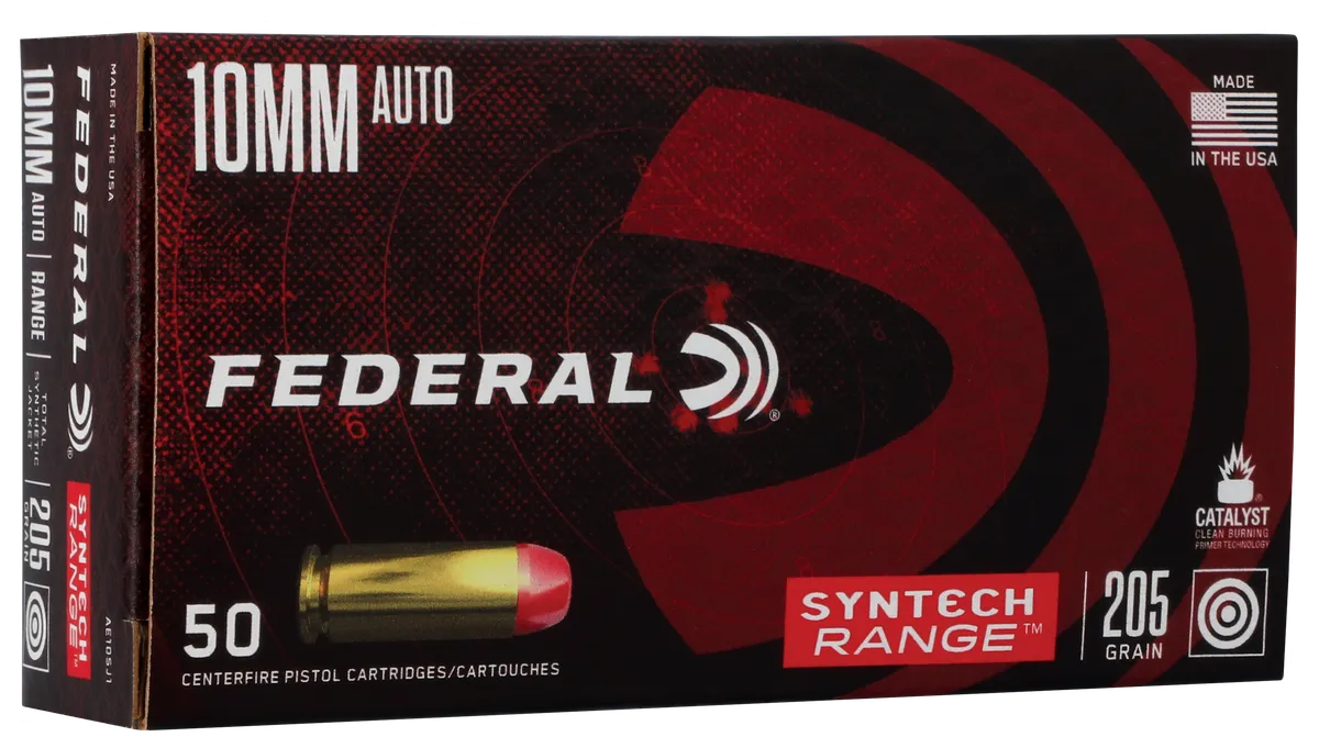 Syntech Range Total Jacket Flat Nose 205 gr 10mm Handgun Ammo - 50 Round Box