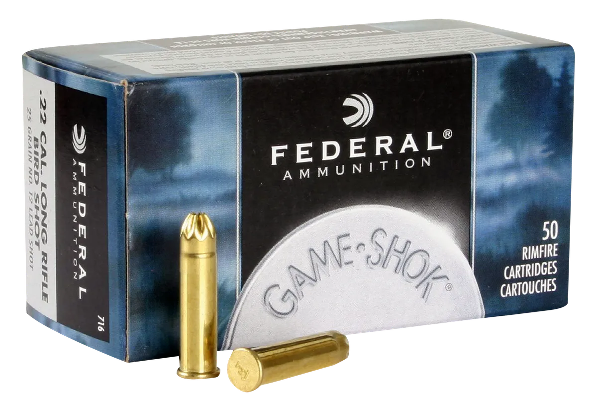 Small Game & Target #12 Lead Bird Shot 25 gr 22 Long Rifle Rimfire Ammo - 50 Round Box